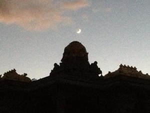 A recent view of Iraivan Temple in the early morni...