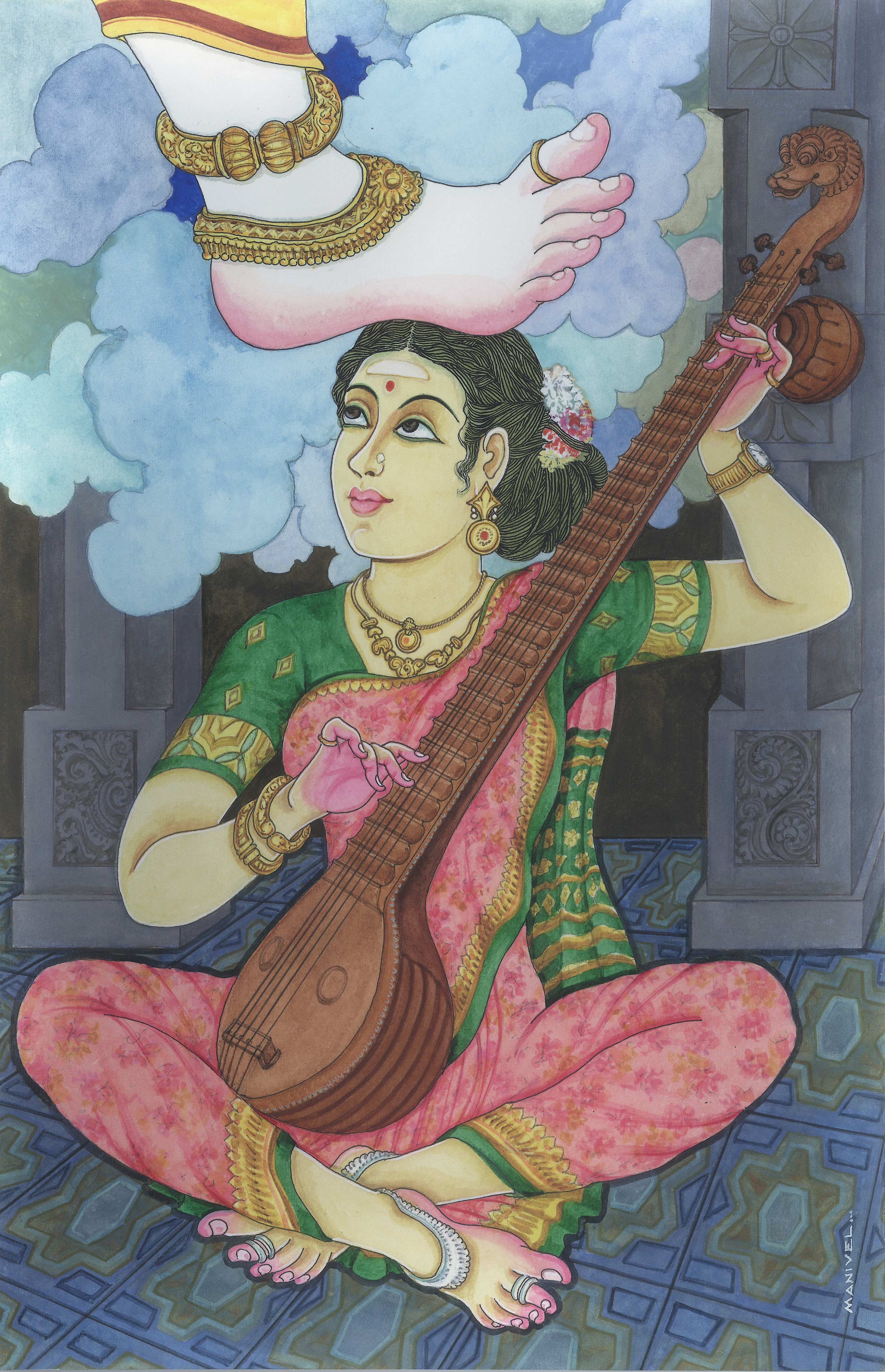 Art & Photos - Living With Siva: Women Playng Veena