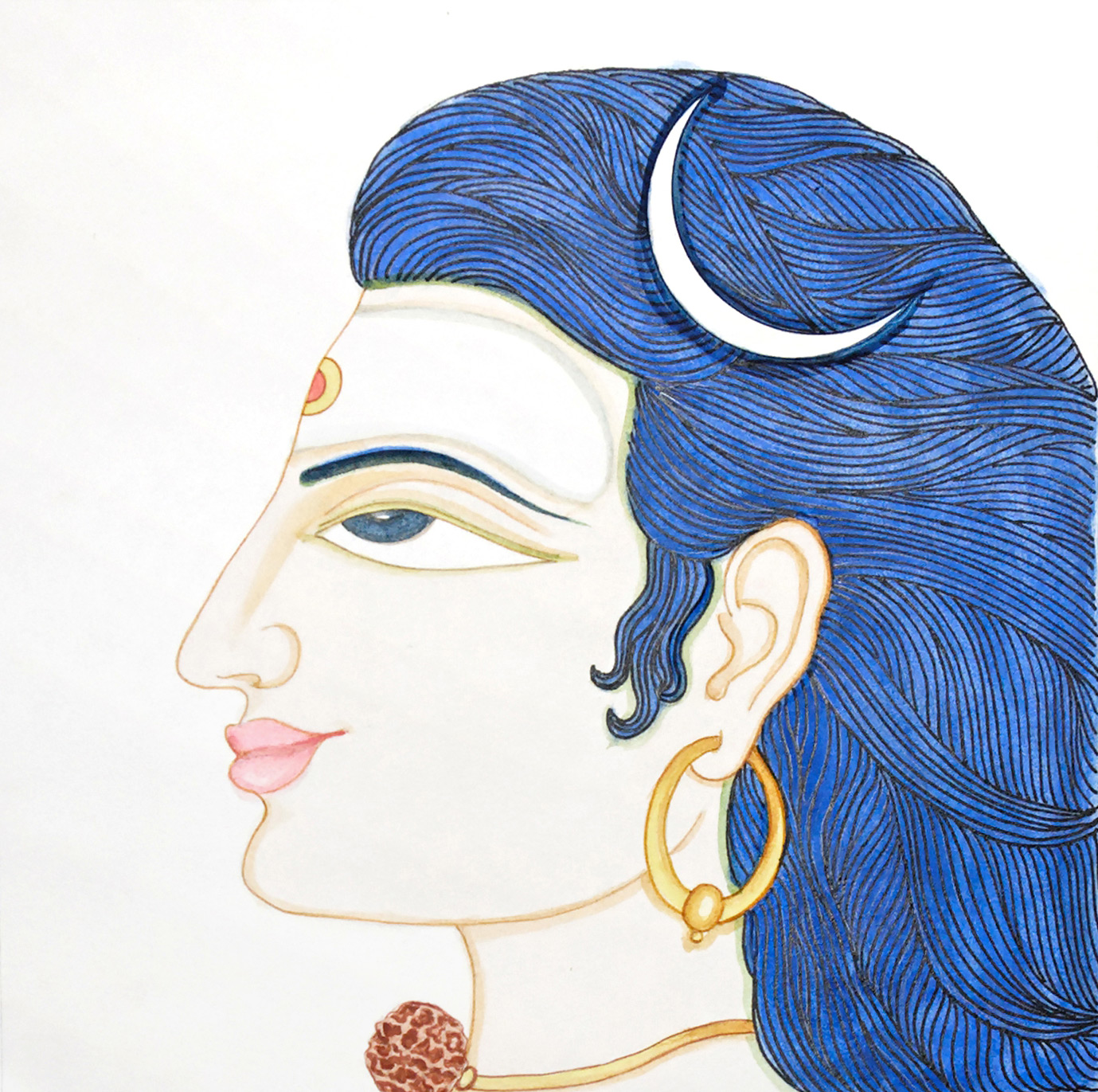 The meditating face of Lord Shiva (Pencil Sketch) - Harina's Blog