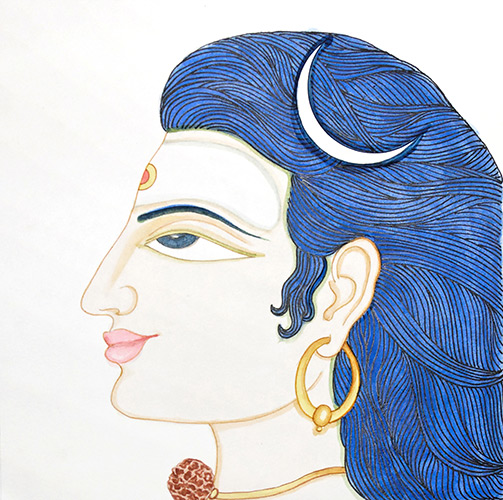 Buy Shiva face Handmade Painting by SANDHYAMISHRA PRAMANIK.  Code:ART_8370_67144 - Paintings for Sale online in India.