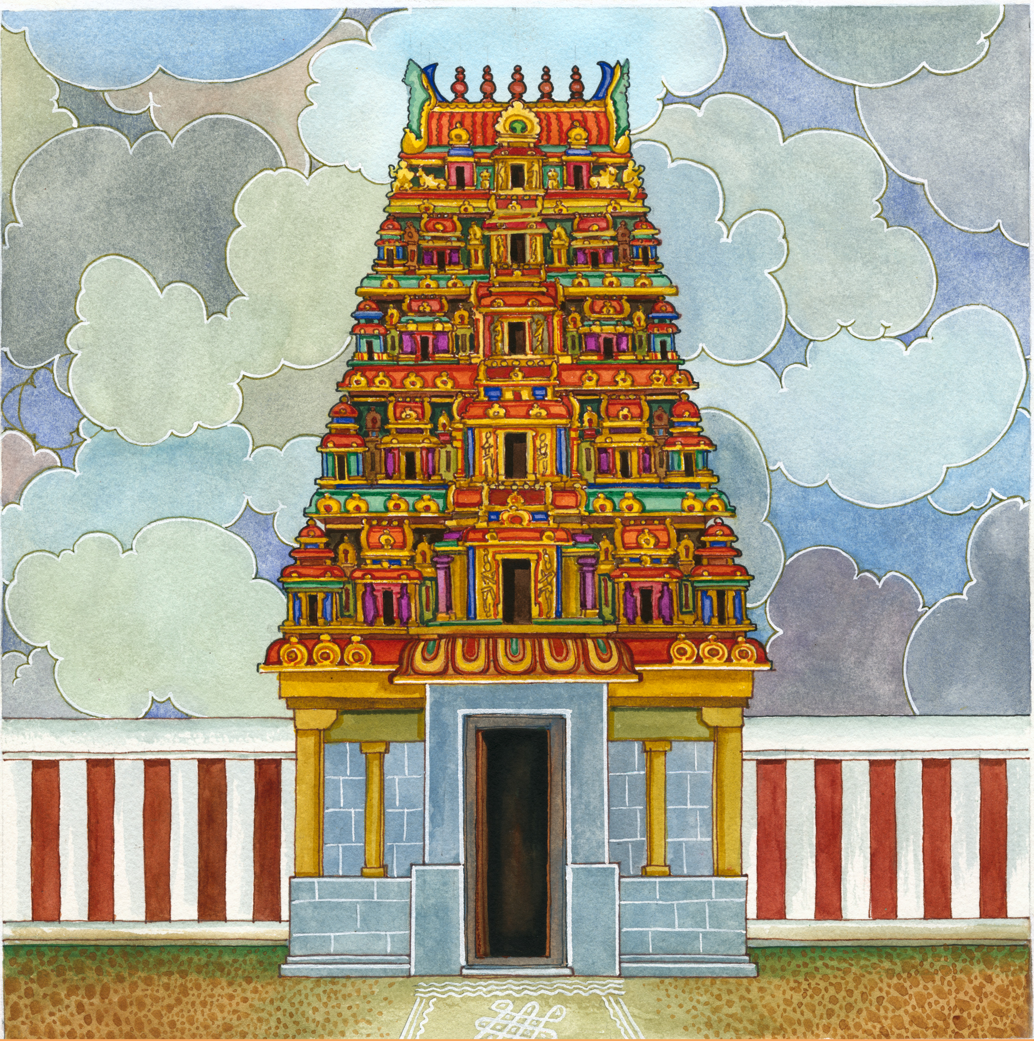 Gopuram gateway to temples of the past Ruins of Hampi India Painting by  Michel Gordon Tardio  Saatchi Art