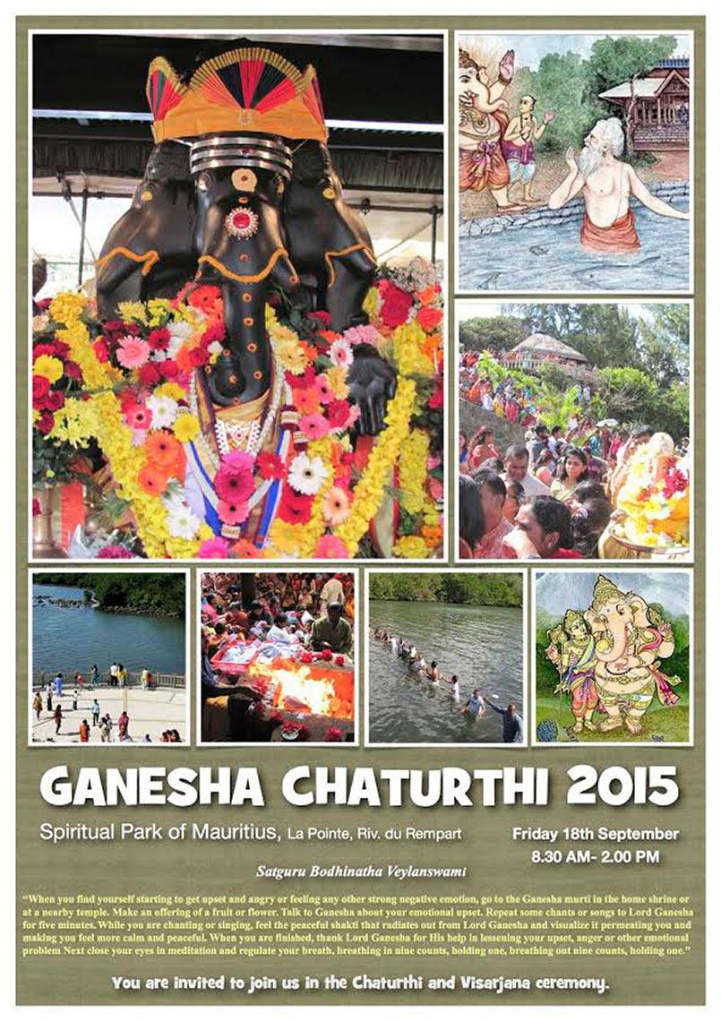 Invitation Ganesha Chaturthi and Visarjana: Spiritual Park of Mauritius