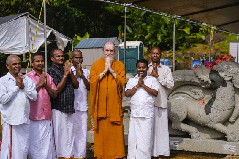 Installation Puja for Iraivan Temple's Entry Stairway Yalis