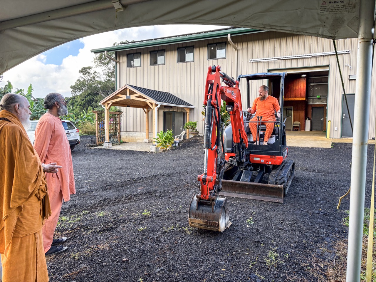 A Blessing for Our Kubota Trackhoe - Kauai's Hindu Monastery