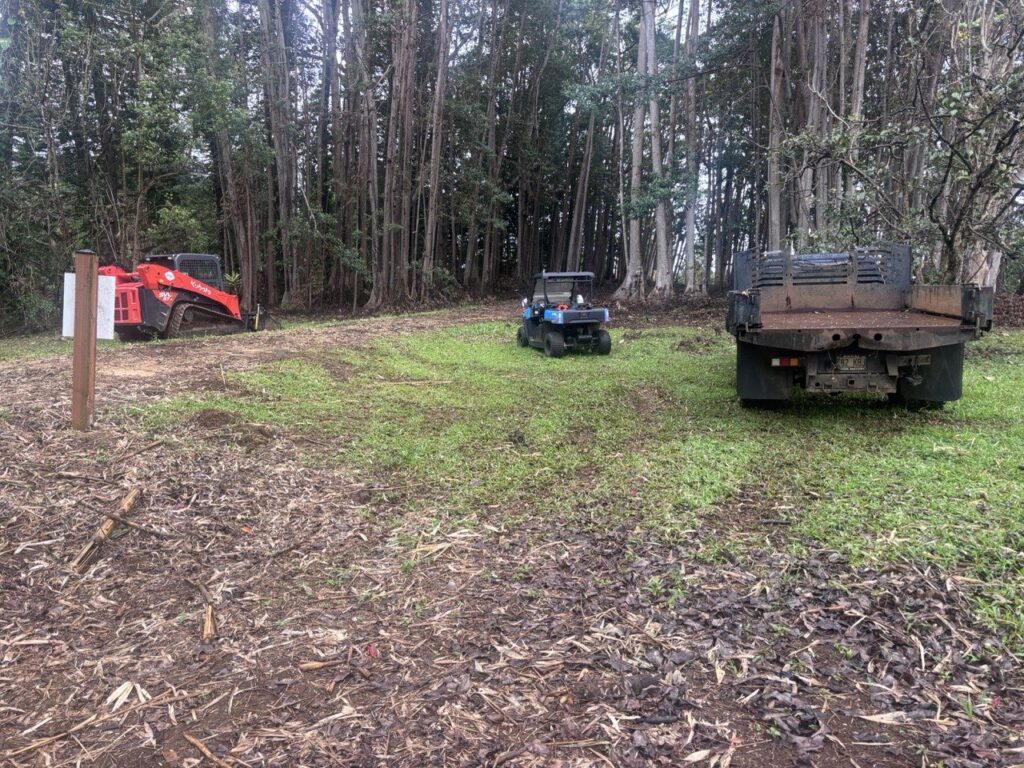 Construction continues on the new meditation space amidst Kauai's serene beauty.